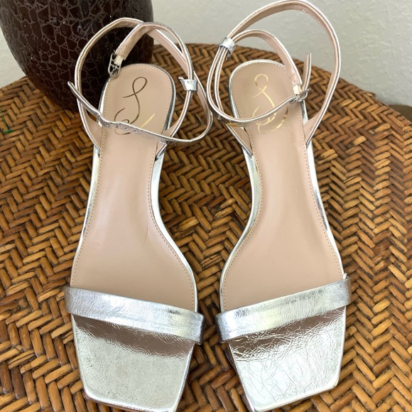 Sam Edelman Silver Rayelle Goatskin Leather Heels - Picture 5 of 16